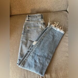 Zara High Waisted Ripped Jeans